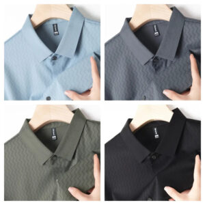 Knitted Fabric Short-Sleeved Polo Shirt Fashion Dark Pattern T-shirt (Pack of 4)