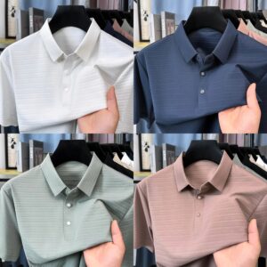 High quality unique texture line short sleeve polo T-shirt
