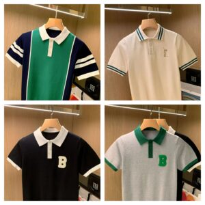 Men Turn-down Collar T-shirts Patchwork Tops