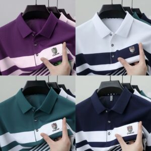 High quality brand men's short sleeve polo T-shirt