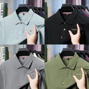 Brand letter embroidery 100% pure cotton short sleeve Polo T-shirt